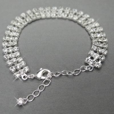 3 Row Thin Rhinestone Bracelet